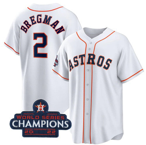 Houston Astros #2 Alex Bregman White JEROMEN 2022 World Series Champions Home Stitched Jersey