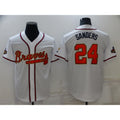Atlanta Braves #24 Deion Sanders 2022 White Gold JEROMEN World Series Champions Program Cool Base Stitched Jersey