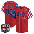 Custom New York Mets America 250 Edition Vapor Premier Limited Red JEROMEN Stitched Jerseys