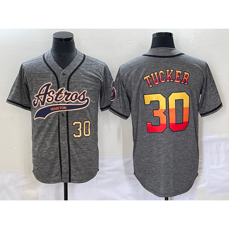 Houston Astros #30 Kyle Tucker Number Grey JEROMEN Gridiron Cool Base Stitched Jersey