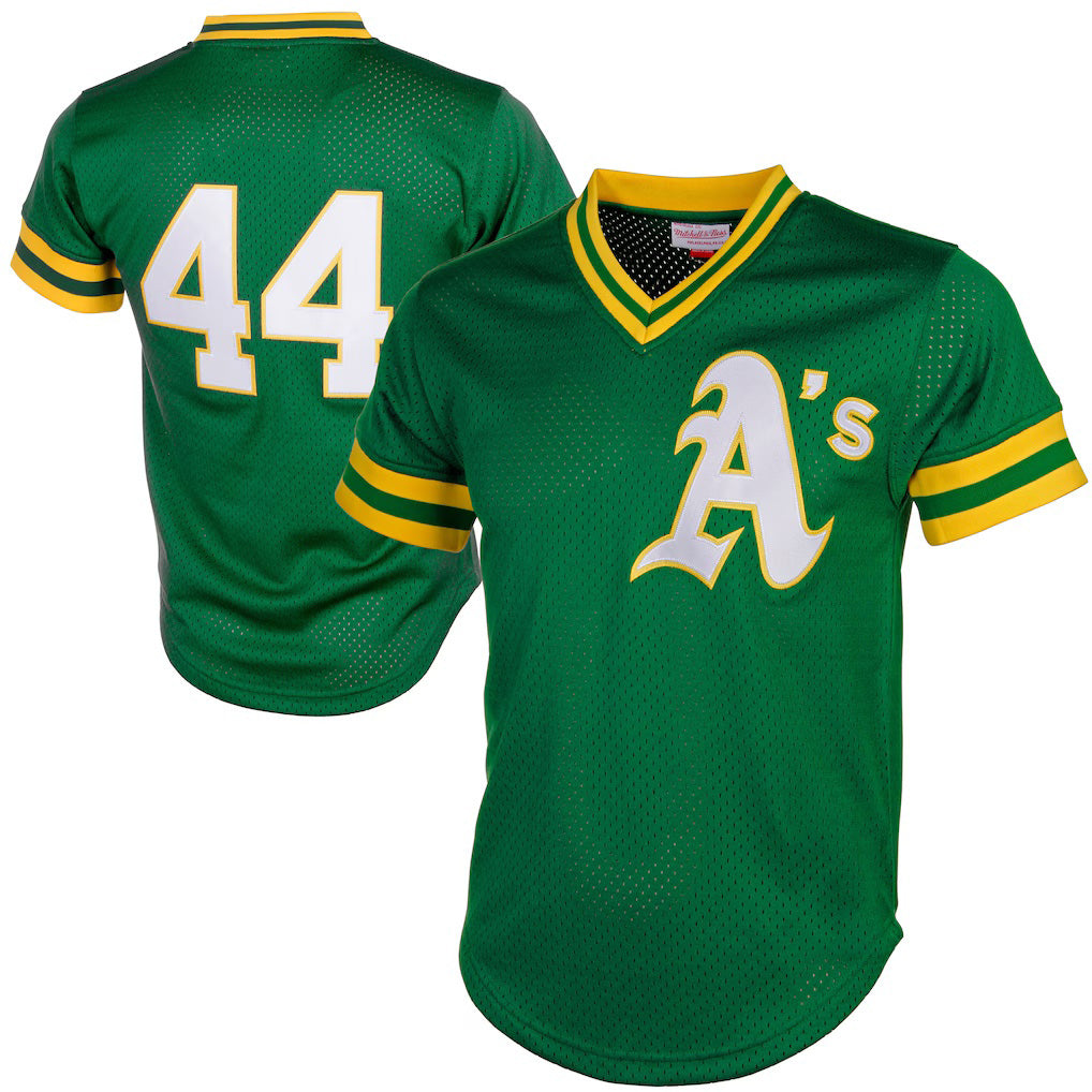 Oakland Athletics #44 Reggie Jackson Mitchell & Ness Green JEROMEN Authentic Batting Practice Jersey