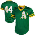 Oakland Athletics #44 Reggie Jackson Mitchell & Ness Green JEROMEN Authentic Batting Practice Jersey