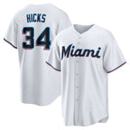 Miami Marlins #34 Liam Hicks White JEROMEN Home Replica Jersey