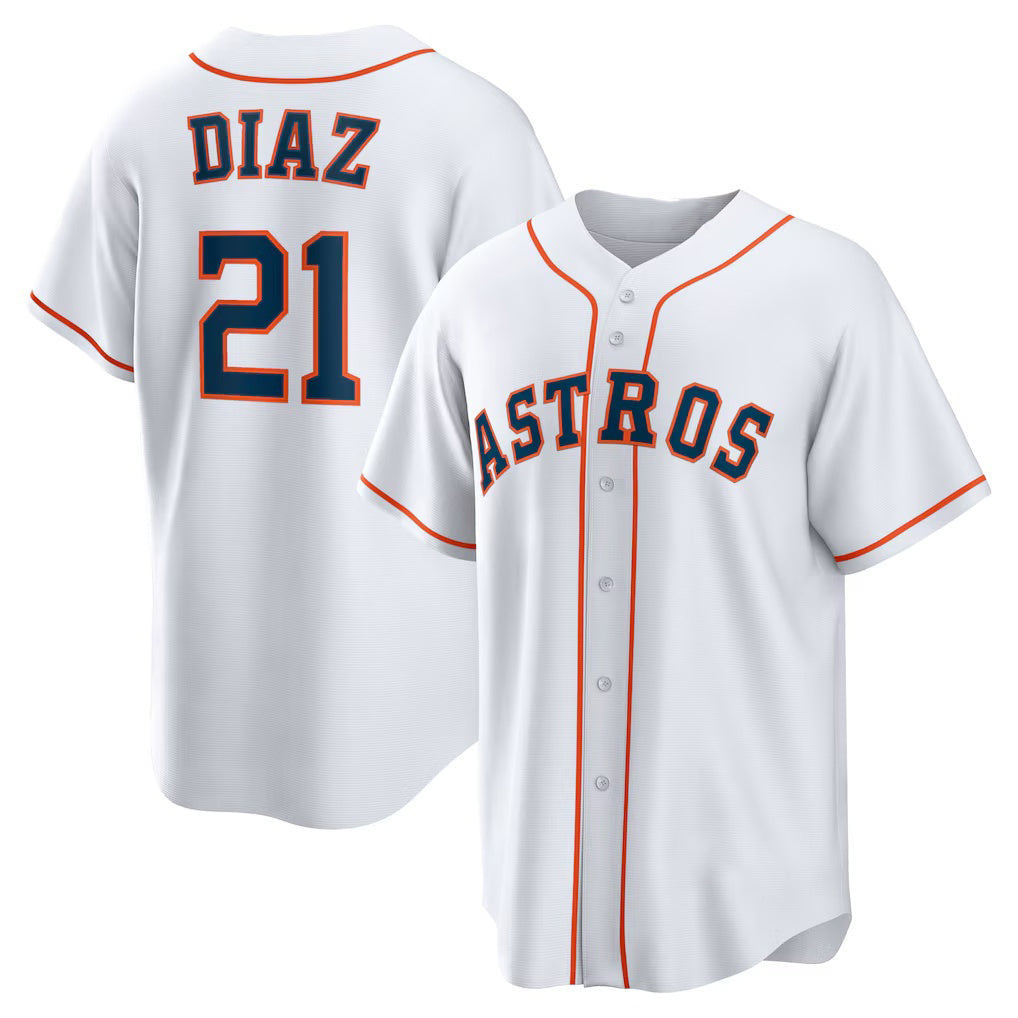 Houston Astros #21 Yainer Diaz White JEROMEN Home Replica Jersey