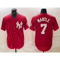 New York Yankees #7 Mickey Mantle Red JEROMEN Fashion Cool Base Jersey