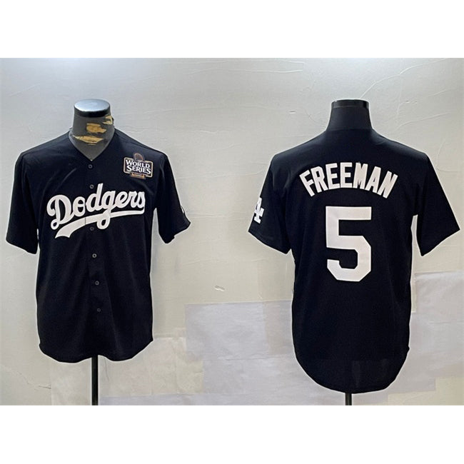 Los Angeles Dodgers #5 Freddie Freeman Black JEROMEN 2024 World Series Cool Base Stitched Jersey 2