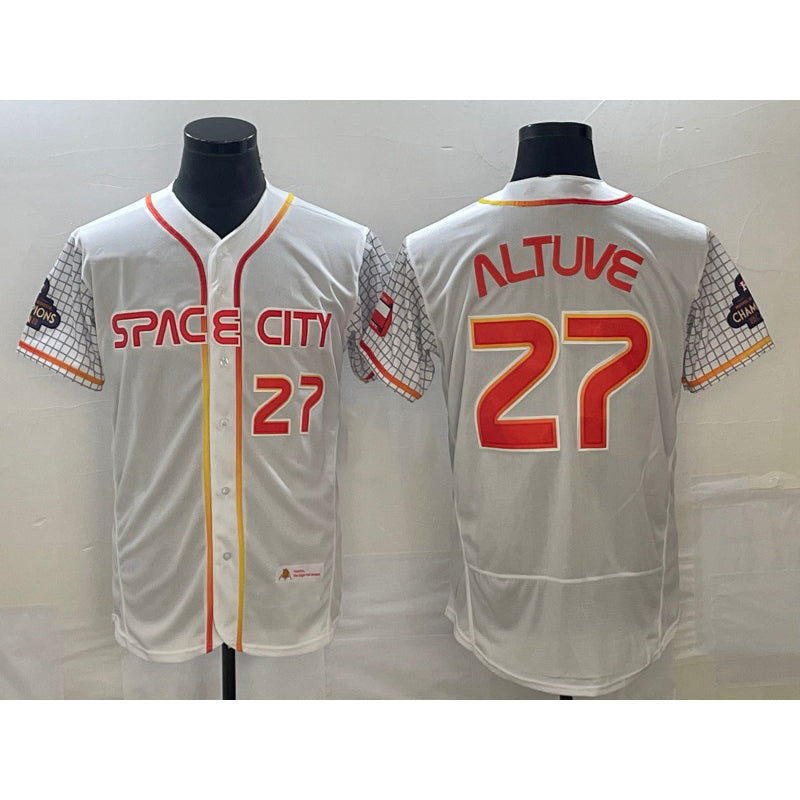 Houston Astros #27 Jose Altuve Number White JEROMEN 2023 City Connect Flex Base Stitched Jersey 2