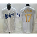 Los Angeles Dodgers #17 Shohei Ohtani White Gold JEROMEN Stitched Cool Base Jerseys