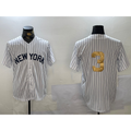 New York Yankees #3 Babe Ruth White JEROMEN Pinstripe Without Name Fashion Cool Base Jersey 2