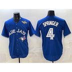Toronto Blue Jays #4 George Springer Navy JEROMEN 2025 World Series Home Cool Base Stitched Jersey