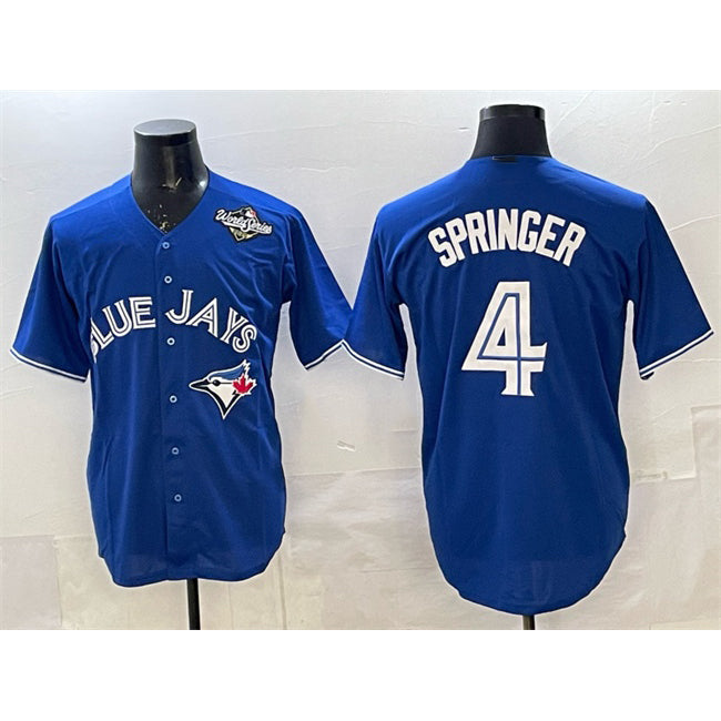 Toronto Blue Jays #4 George Springer Navy JEROMEN 2025 World Series Home Cool Base Stitched Jersey