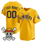 Custom New York Yankees x One Piece Gold JEROMEN Vapor Premier Limited Jersey - Stitched