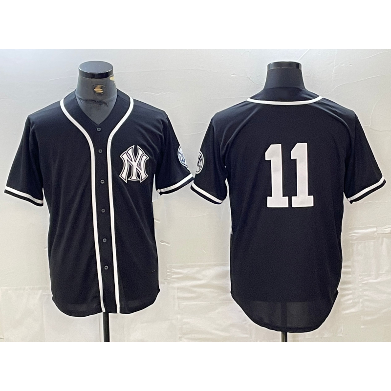 New York Yankees #11 Anthony Volpe No Name Black White JEROMEN Cool Base Stitched Jersey