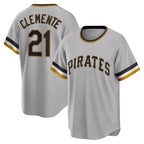 Pittsburgh Pirates #21 Roberto Clemente Gray JEROMEN Road Cooperstown Collection Player Jersey