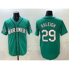 Seattle Mariners #29 Cal Raleigh Aqua JEROMEN With 2025 AL West Division Champions Patch Limited Stitched jersey
