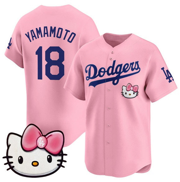 Los Angeles Dodgers #18 Yoshinobu Yamamoto Pink JEROMEN 2025 Hello Kitty Vapor Limited Stitched Jersey