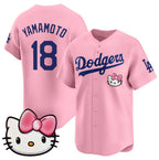 Los Angeles Dodgers #18 Yoshinobu Yamamoto Pink JEROMEN 2025 Hello Kitty Vapor Limited Stitched Jersey