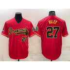 Atlanta Braves #27 Austin Riley Red Gold JEROMEN World Series Champions Program Cool Base Stitched Jersey