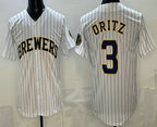 Milwaukee Brewers #3 Joey Ortiz White JEROMEN Cool Base Jersey