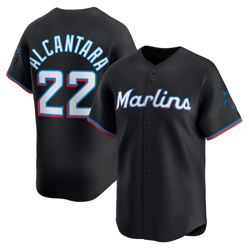 Miami Marlins #22 Sandy Alcantara Black JEROMEN Alternate Limited Player Jersey