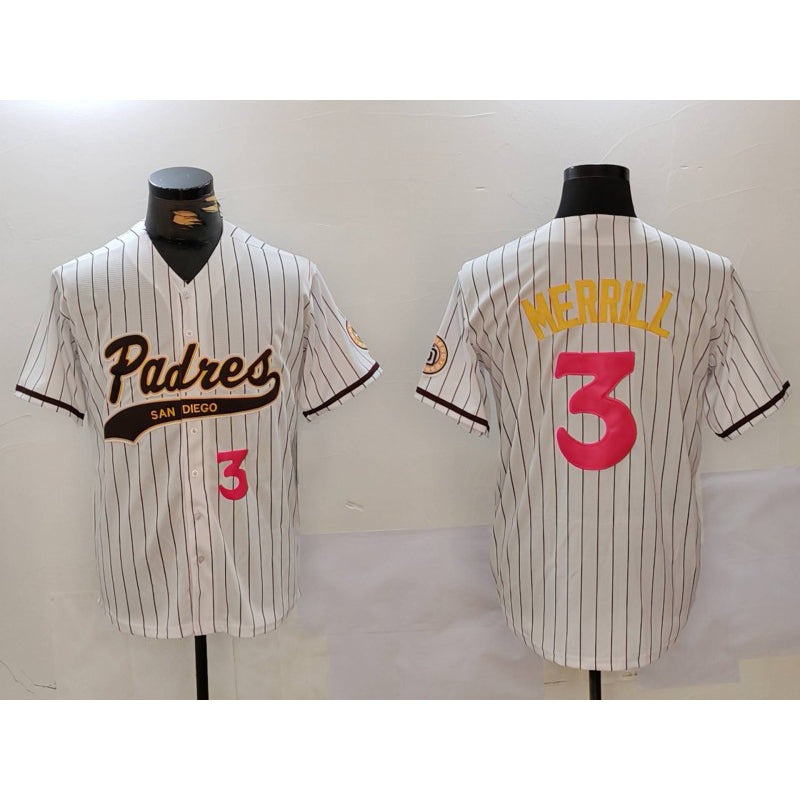 San Diego Padres #3 Jackson Merrill white JEROMEN Cool Base Stitched Jerseys