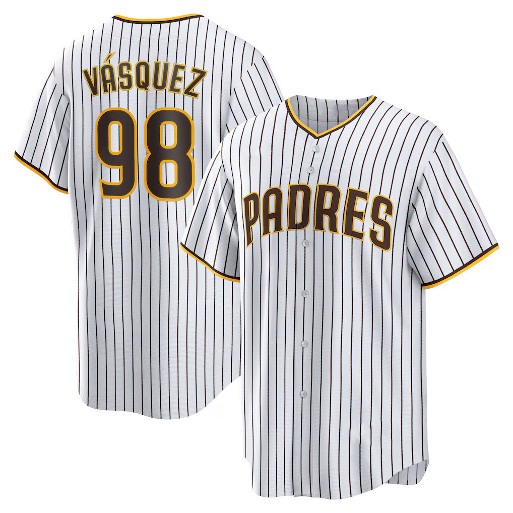 San Diego Padres #98 Randy Vasquez White JEROMEN Home Replica Jersey