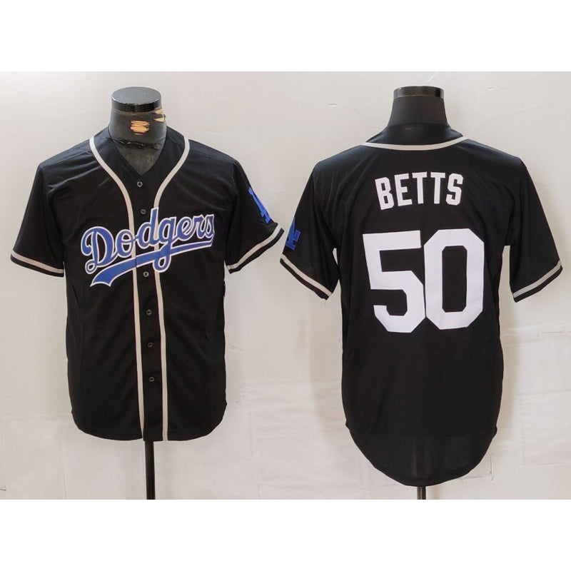 Los Angeles Dodgers #50 Mookie Betts Black White JEROMEN Cool Base Stitched Jersey