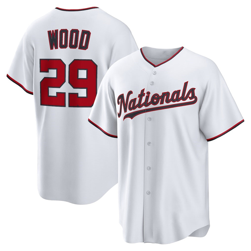 Washington Nationals #29 James Wood White JEROMEN Home Replica Jersey