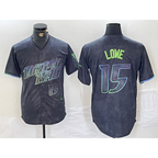 Tampa Bay Rays #15 Josh Lowe Number Charcoal JEROMEN 2024 City Connect Limited Stitched Jersey 2