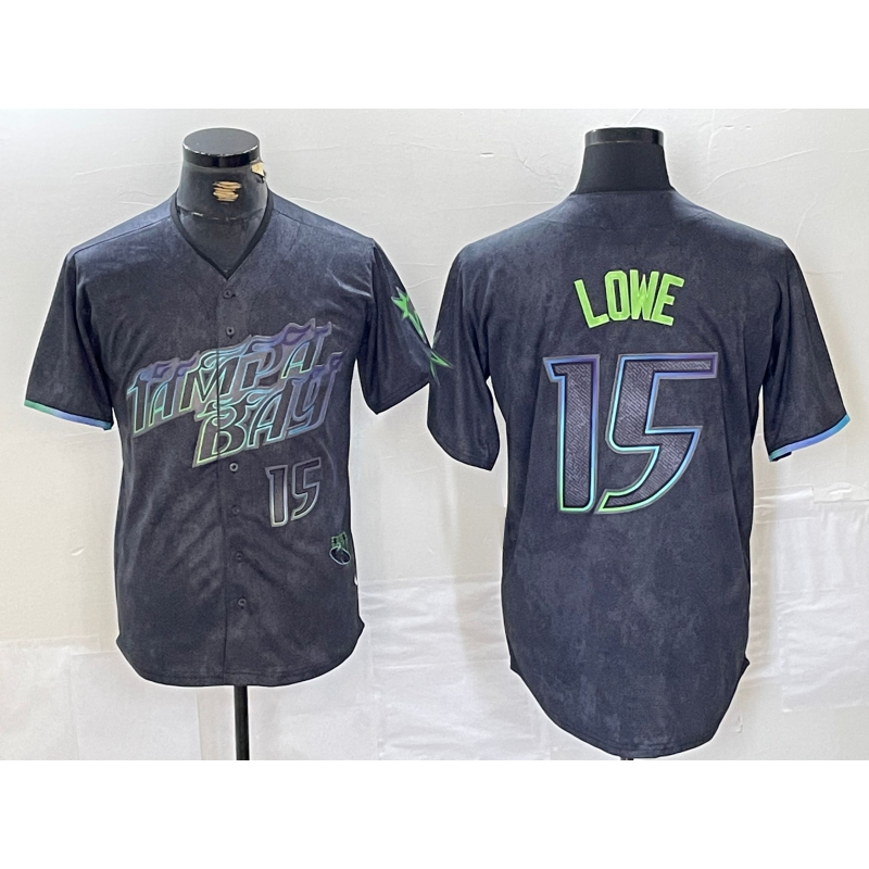 Tampa Bay Rays #15 Josh Lowe Number Charcoal JEROMEN 2024 City Connect Limited Stitched Jersey 2
