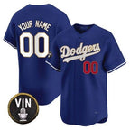 Custom Los Angeles Dodgers Vin Scully Patch Gold Trim Vapor Premier Limited Jersey ¨C Royal JEROMEN