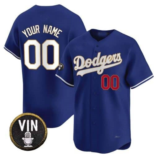 Custom Los Angeles Dodgers Vin Scully Patch Gold Trim Vapor Premier Limited Jersey ¨C Royal JEROMEN