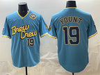 Milwaukee Brewers #19 Robin Yount Powder Blue JEROMEN City Connect With Home & Bob Uecker Patch Limited Stitched Jersey