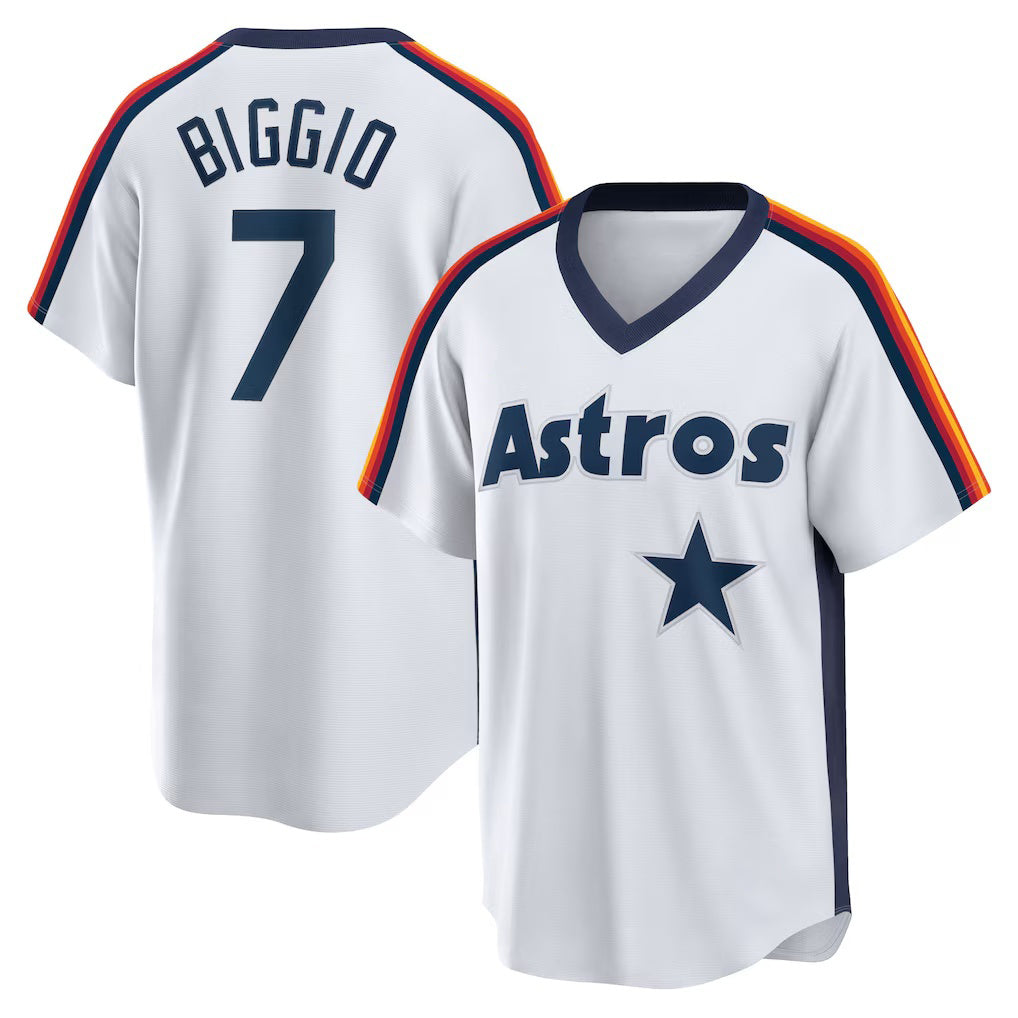 Houston Astros #7 Craig Biggio White JEROMEN Home Cooperstown Collection Logo Player Jersey