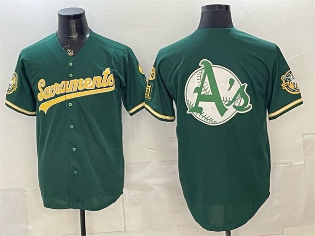 Oakland Athletics Team Big Logo 2026 Green JEROMEN Alternate Sacramento Celebrating 125 Years Vapor Limited Stitched Jerseys