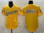 Oakland Athletics Team Big Logo 2026 Yellow JEROMEN Alternate Sacramento Celebrating 125 Years Vapor Limited Stitched Jerseys