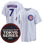 Chicago Cubs #7 Dansby Swanson White JEROMEN 2025 World Tour Tokyo Series Home Stitched Jersey