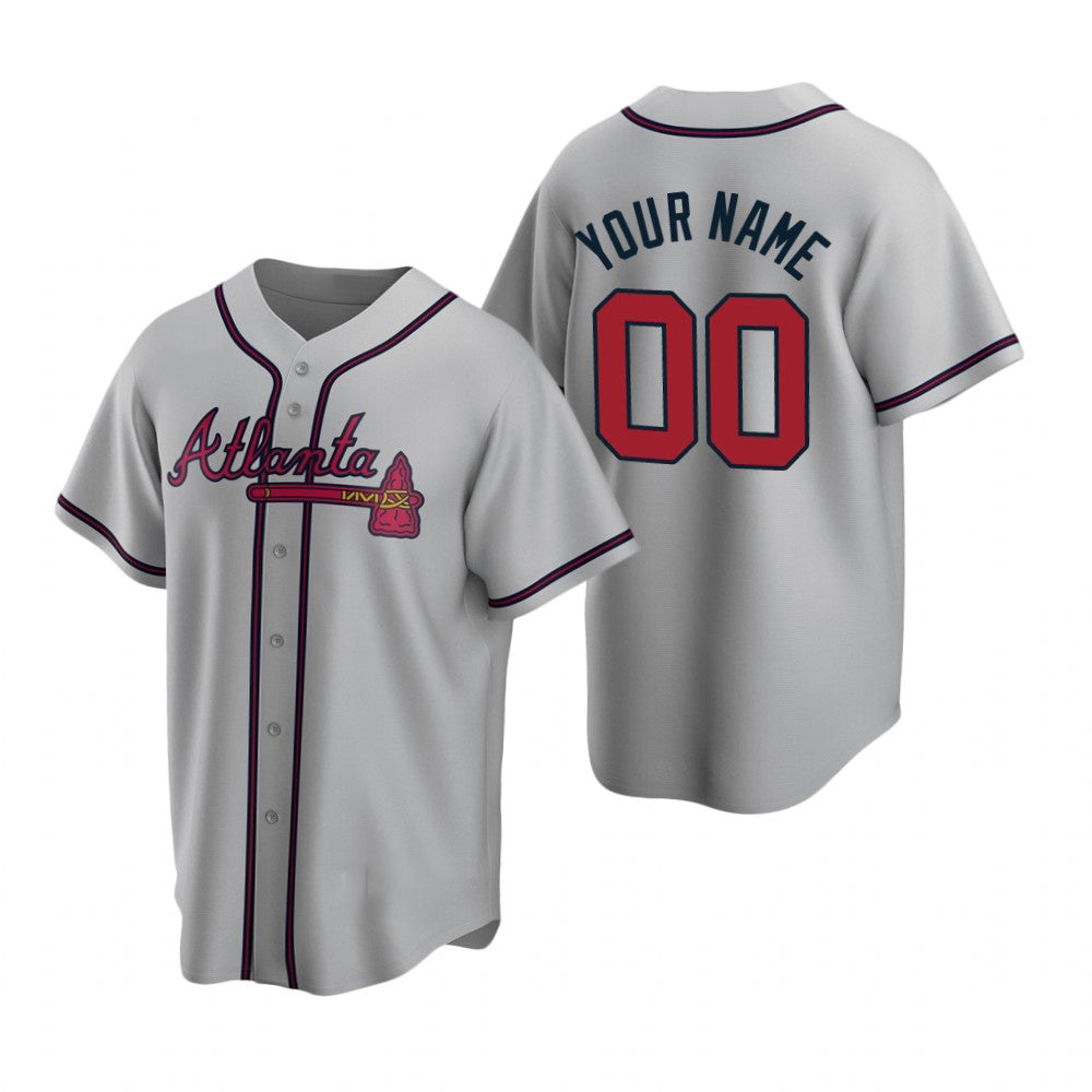 Custom Atlanta Braves Gray JEROMEN 2020 Stitched Cool Base Road Jersey