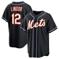 New York Mets #12 Francisco Lindor 2026 Black JEROMEN Out Stitched Jersey