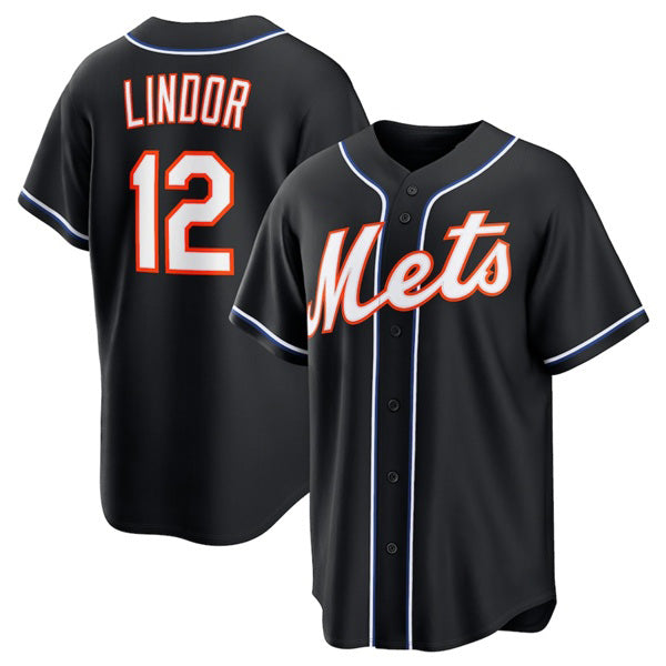 New York Mets #12 Francisco Lindor 2026 Black JEROMEN Out Stitched Jersey