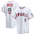 Los Angeles Angels #9 Zach Neto USA 250 Fourth of July Stadium Jersey - White JEROMEN