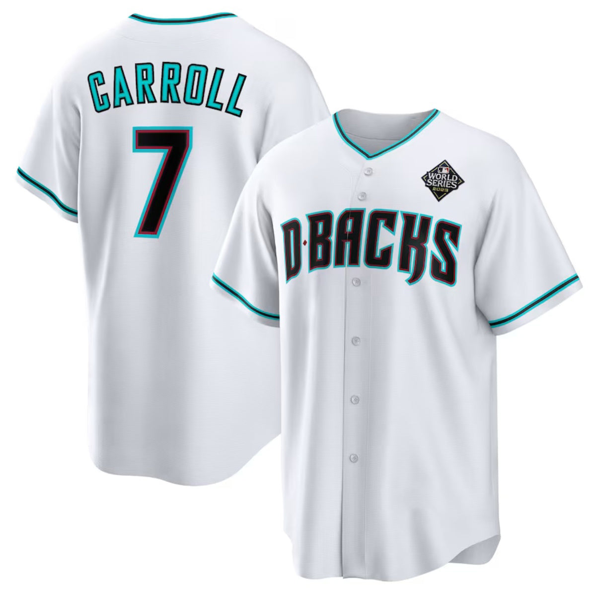 Arizona Diamondbacks #7 Corbin Carroll White JEROMEN 2023 World Series Cool Base Stitched Jerseys