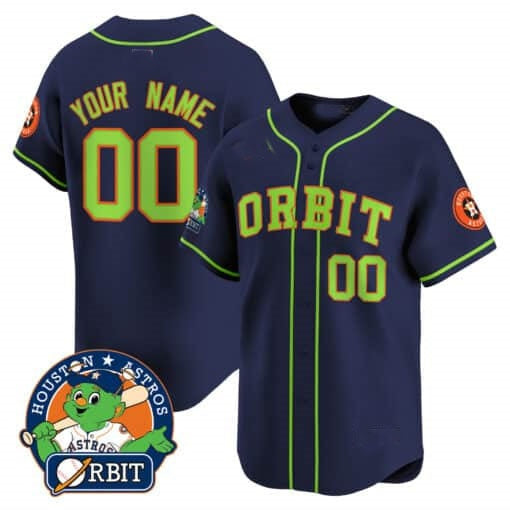 Custom Houston Astros Orbit Patch Vapor Premier Limited Jersey ¨CNavy 2 JEROMEN
