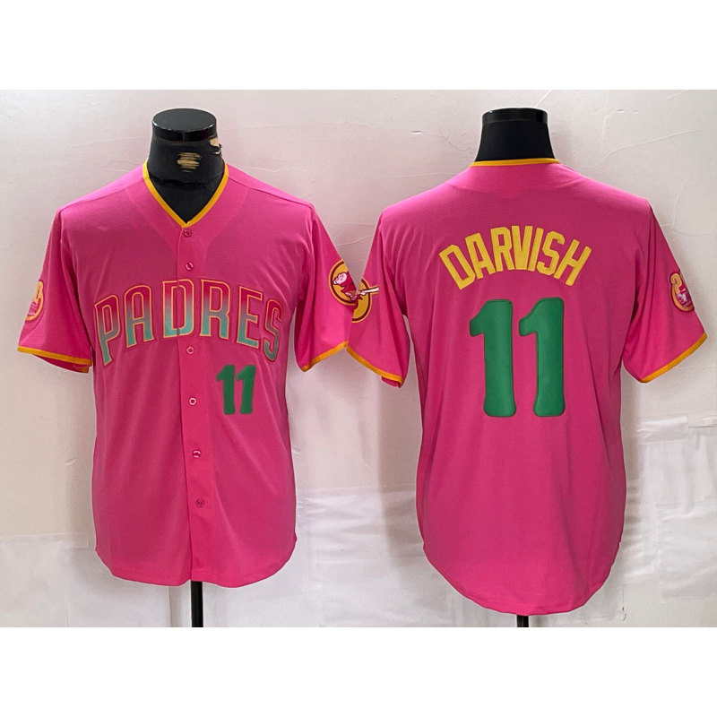 San Diego Padres #11 Yu Darvish Pink JEROMEN Player Number Fashion Jersey