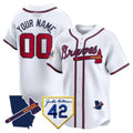 Custom Atlanta Braves 2024 Robinson & Georgia Patch Vapor Premier Limited Jersey ¨C White JEROMEN