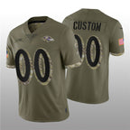Custom B.Ravens ACTIVE PLAYER 2022 Olive JEROMEN Salute To Service Limited Stitched Jersey