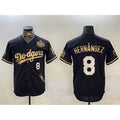 Los Angeles Dodgers #8 Enrique Hern¨¢ndez Black Gold JEROMEN 2024 World Series With Vin & California Patch Vapor Premier Limited Stitched Jersey