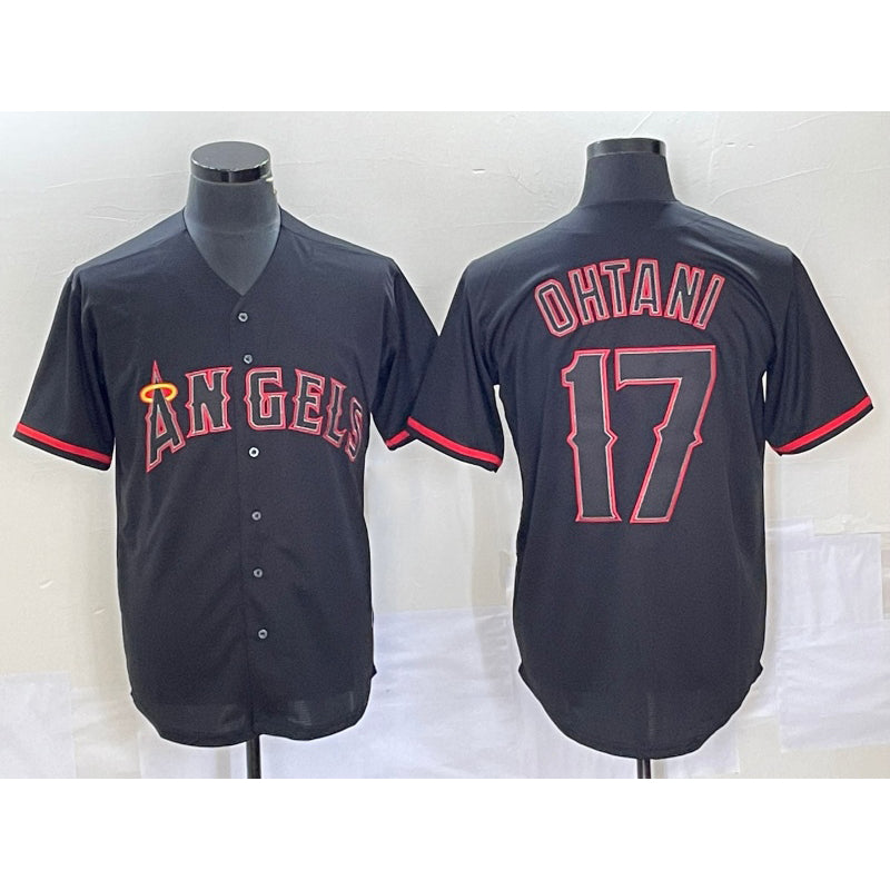 Los Angeles Angels #17 Shohei Ohtani Lights Out Black JEROMEN Fashion Cool base Jersey
