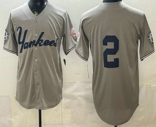 New York Yankees #2 Derek Jeter Grey JEROMEN Without Name Limited Jersey