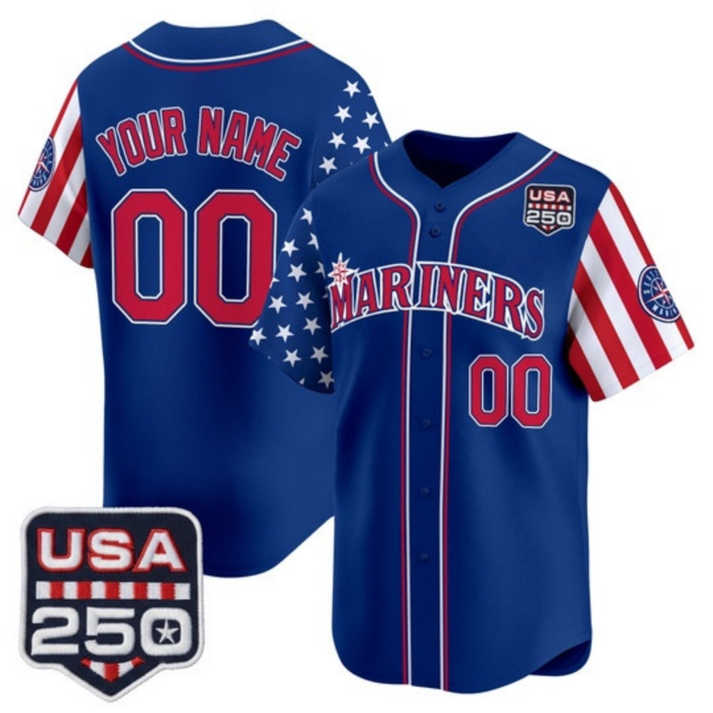 Custom Seattle Mariners America 250 Edition Vapor Premier Limited Royal JEROMEN Stitched Jerseys